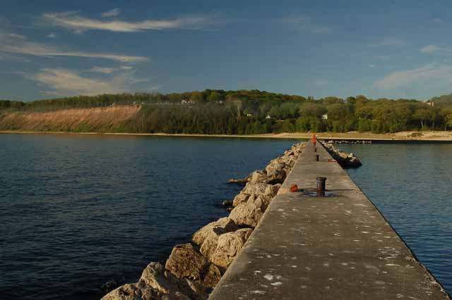From the lighthouse jetty to Frankfort's shore